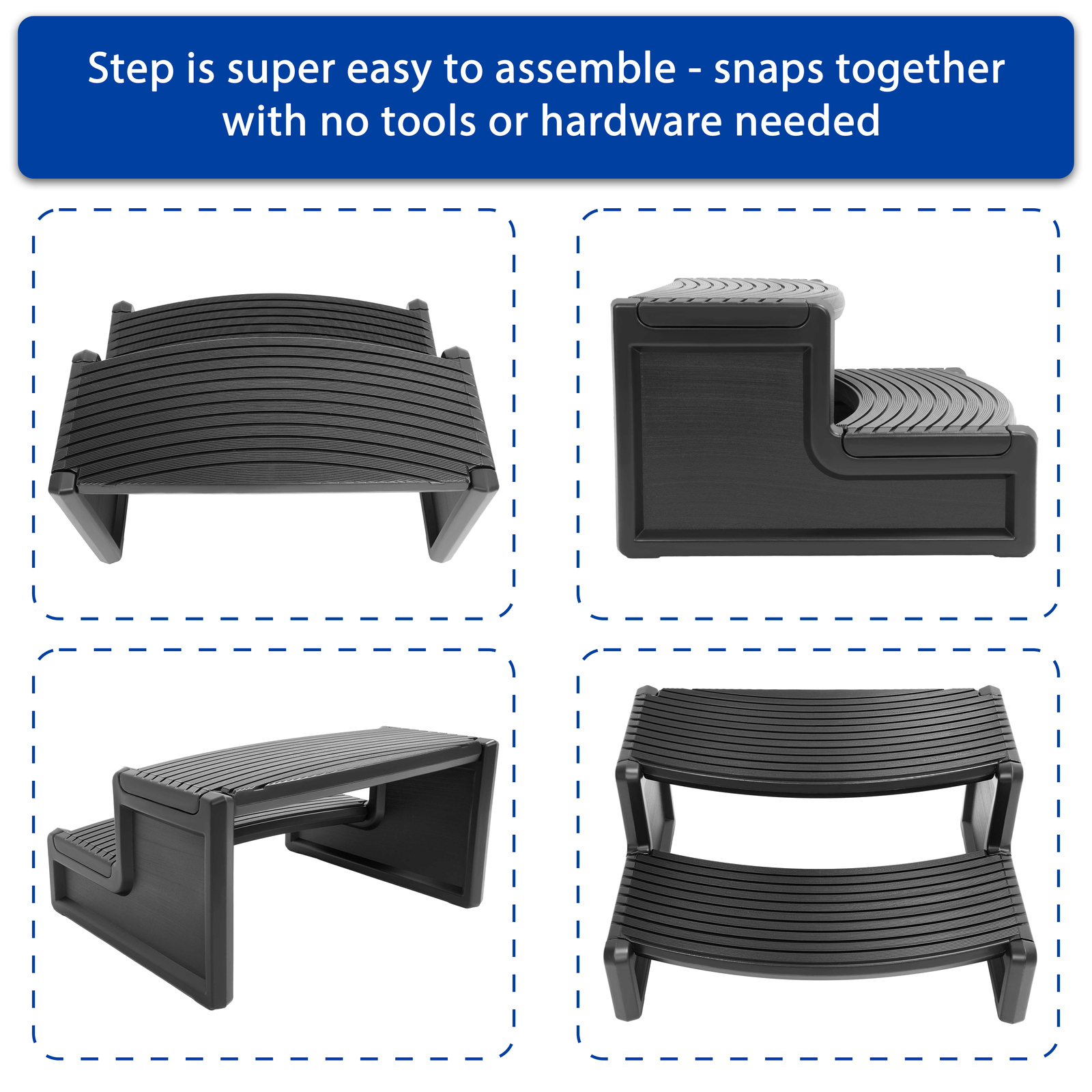 For Universal Spa Hot Tub Outdoor Steps No Slip Multi Purpose Handi-Step Black