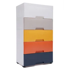 Plastic Drawers Storage Cart Mobile Cabinet 5 Drawers Storage Dresser for Office