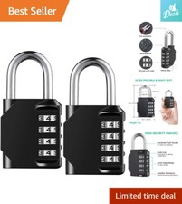 Resettable Combination Padlock - 4 Digit Lock - Waterproof  Heavy Duty - 2 Pack