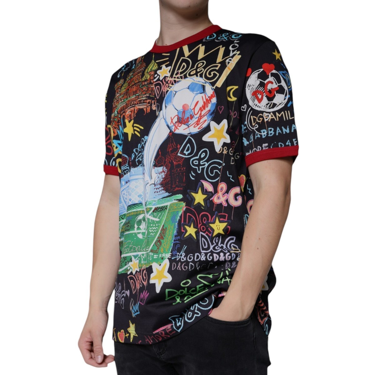 DOLCE & GABBANA T-shirt Multicolor Graphic Print Cotton Crew DOLCE & GABBANA T-shirt Multicolor Graphic Print Cotton Crew