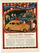 1941 Studebaker Champion Yellow Club Sedan Vintage Print Ad Commander President