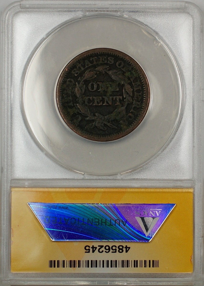 1848 Large Cent 1c Coin ANACS VF 20 Details Corroded | eBay