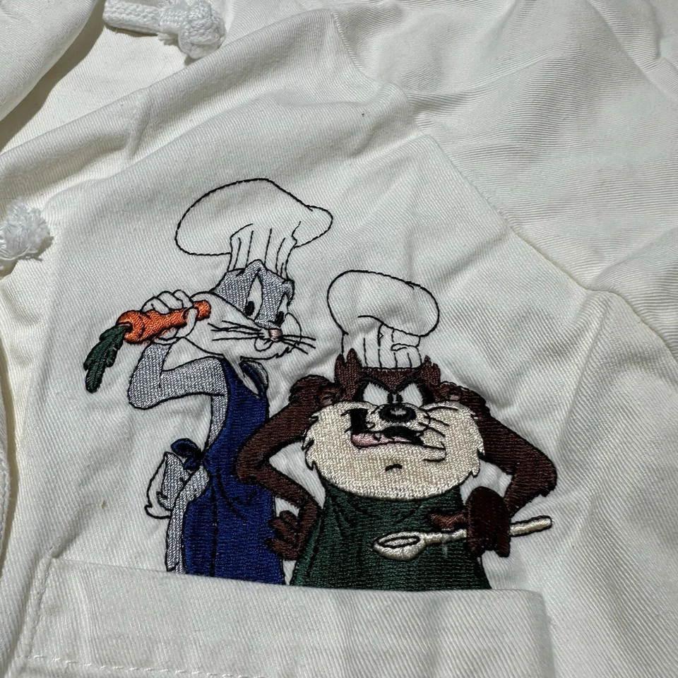 Vintage Looney Tunes Chef Coat Jacket Mens S/M Classic Taz Buggs Bunny Rare - Image 3 of 4