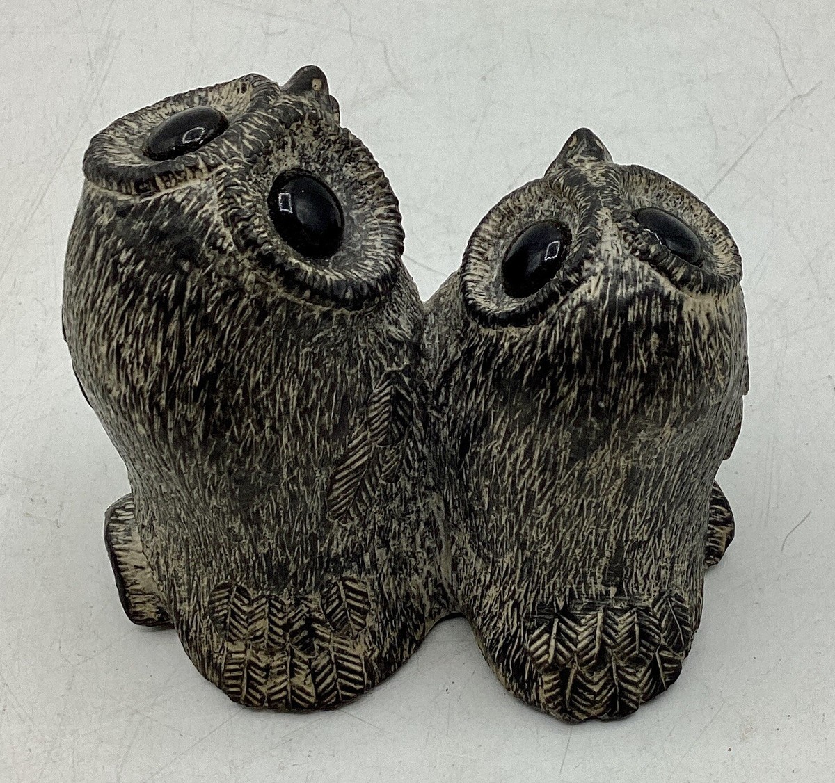 A Wolf Original Soapstone Carved Owls, The Wolf Sculptures Canada