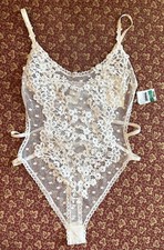 IN BLOOM BY JONQUIL Lace Thong Bodysuit Floral Size Large Teddy Lingerie Bridal