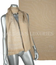 ROBERTO CAVALLI SCARF WOOL CASHMERE BLEND TIGER CHAIN PRINT FRINGE