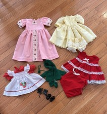 Huge Lot Of Antique And Vintage Doll Clothes Med-Large Sizes  Shoes
