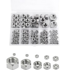 150 PCS Hex Nuts Assortment Kit 4# to 1/2"13 304 Stainless Steel Hardware