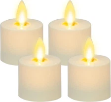  Flickering Flameless Pearl Ivory Tealights - Warm LED Light Flame Votiv