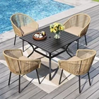 Outdoor Dining Set Patio Rattan Chairs with 37'' Square Table Bistro Furniture