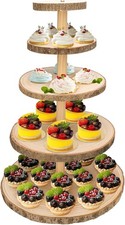 Ayfjovs 5 Tiered Wooden Cupcake Stand, Rustic Wood Cake Dessert 5 Tier