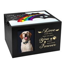 Pet Urns for Dog or Cat Ashes, Wooden Dog Urn for Ashes Keepsake with Photo F...