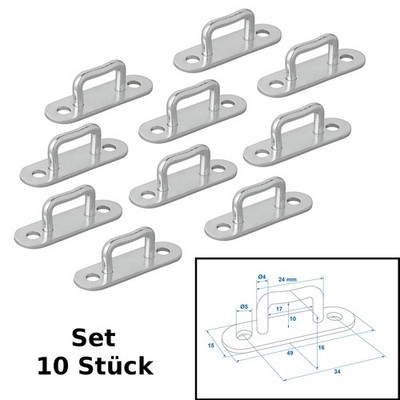 10x Planenöse Planenbügel Zurröse rechteckig 24mm Bordwand Anhänger