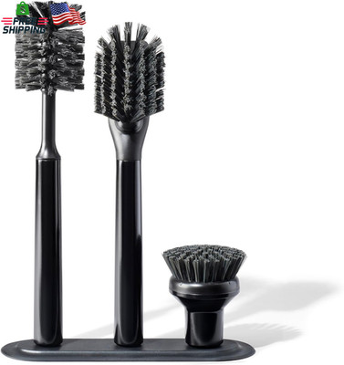 Ionic Brush Set, Magnetized to Stand Upright, Stainless Steel with Replaceable H