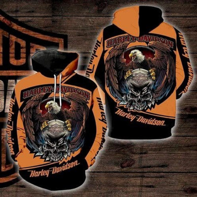 Harley Davidson Eagle Skull Full Print Hoodie