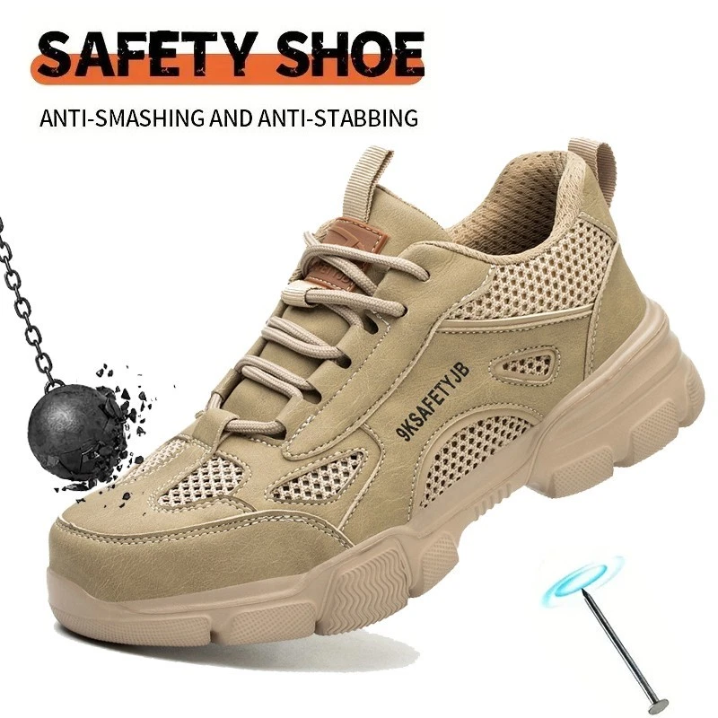Mens Steel Toe Work Boots Non Slip Safety Shoes Comfortable Lightweight Sneakers