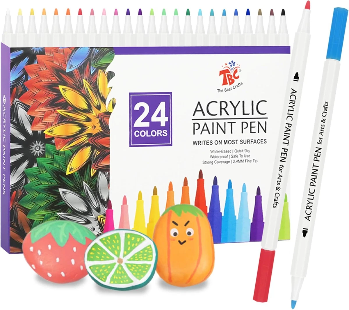 Allony Pennarelli Acrilici Oro E Argento - Set 12 Pezzi A Base D'Acqua Per Pittura Su Vetro, Ceramica, Legno, Tessuto E Metallo, Punta 1,5 Mm - 3