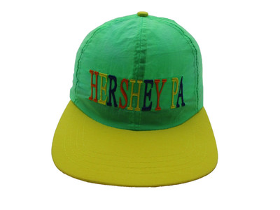 Hershey PA Hat Cap Snap Back Mens One Size Green Yellow Nylon Embroidered J Hats