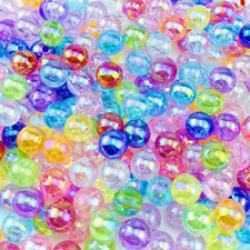 300 Pcs 8mm Acrylic Round Beads AB Colors Round Spacer Beads for Earring Bracele