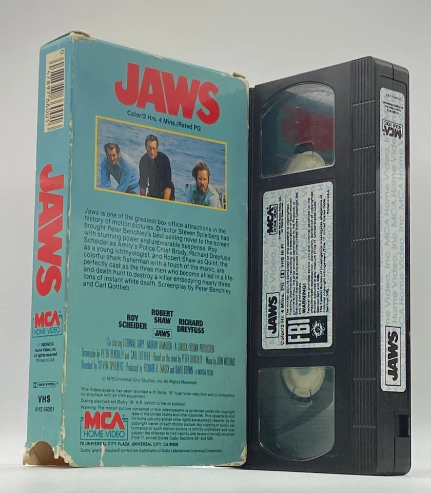 Jaws VHS – 1983 MCA Red Logo – Pristine Tape, Worn Sleeve, Collector Copy - Image 2 of 4
