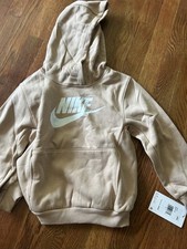 NWT- Nike Kids Tan Hoodie with White Swoosh Logo Boys Size 6