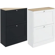 HOMCOM Slim Shoe Cabinet with 2 Flip Drawers Adjustable Shelves