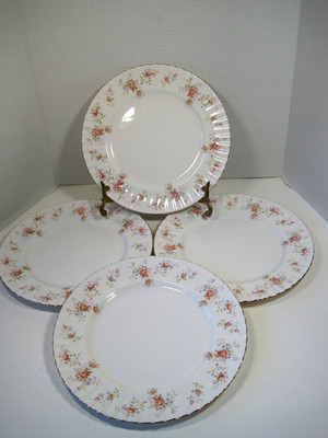 Royal Albert Peach Rose Bone China Set Of 4 Dinner Plates  10 1/4'' England