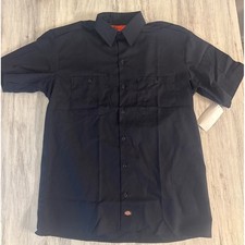 Dickies Mens Short Sleeve Work Shirt Dark Navy Blue LS608DN Medium NWT