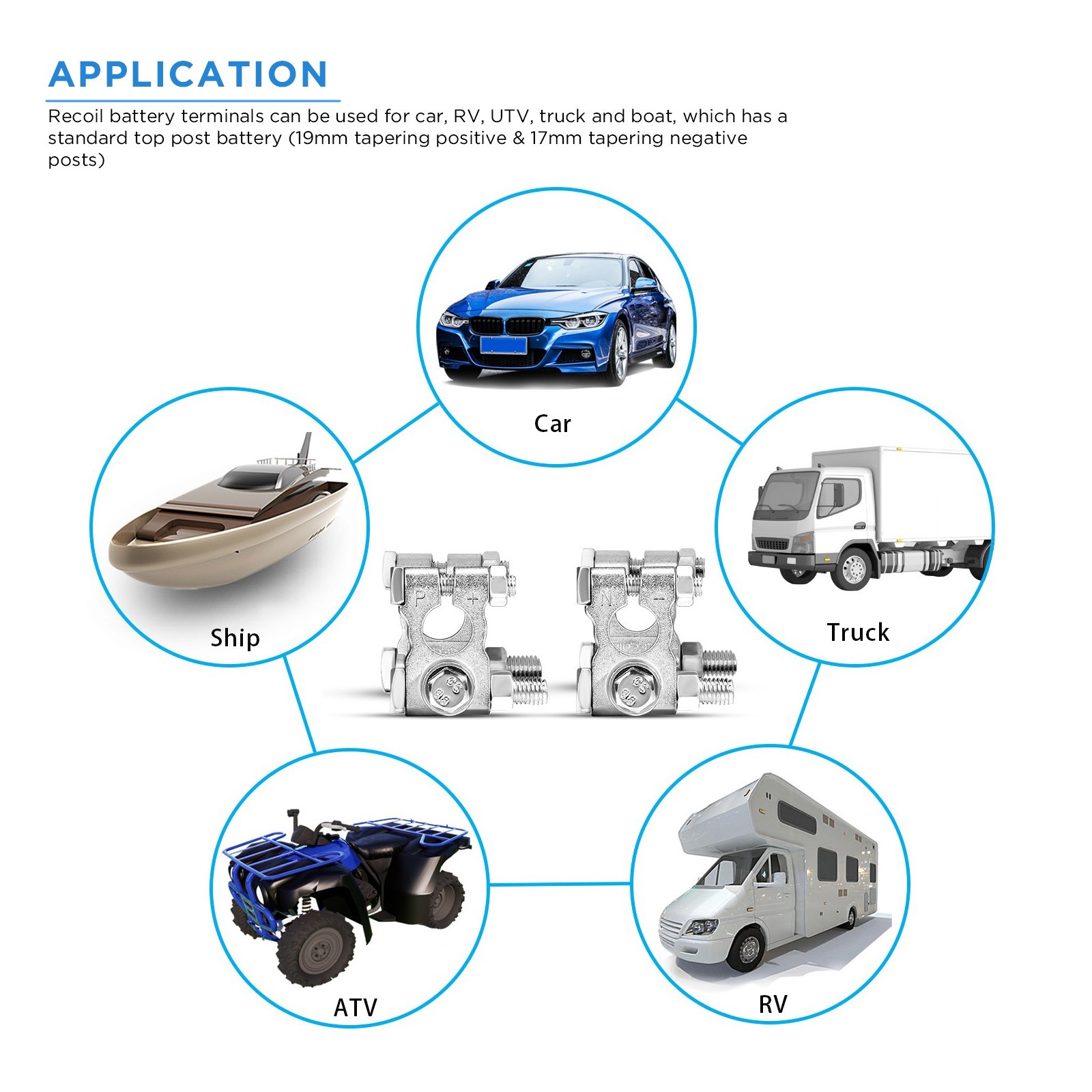 RECOIL ZBO Military Spec Battery Terminal Top Post Set with OEM Post Adapters