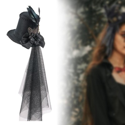 Steampunk Top Hat Lace Gauze Dance Hat Cosplay Headband for Women Men Party
