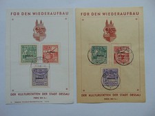 PLOK Dessau 1, 2 Spendenkarten von 1946, 1x Plattenfehler, Mi I A, II A, III A