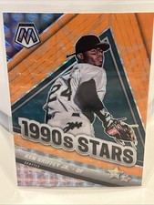 2022 Panini Mosaic Ken Griffey JR 1990s Stars Orange Fluorescent Prizm #291