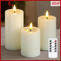 Led-Kerzen Flammenlos 3Er Pack Elfenbein Batteriebetrieben Mit Fernbedienung