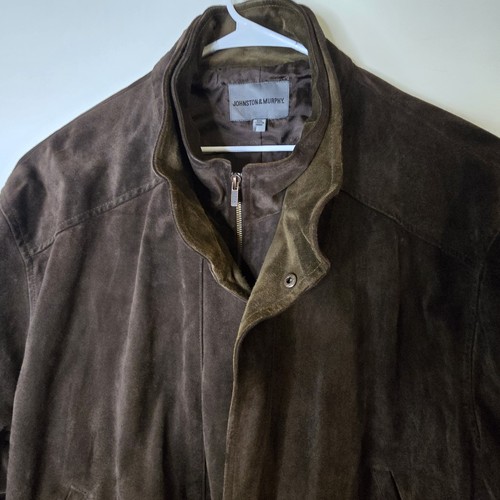 Johnston & Murphy, Vintage Leather Jacket Johnston & Murphy Mens XXL Brown Soft Collar Full Zip