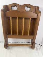 Wooden Heart Magazine Rack Toilet Paper Towel Holder Wall Mount Cottagecore