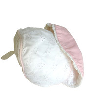 Vintage 1950 s White/Pink Eyelet Bonnet for Large Baby Doll