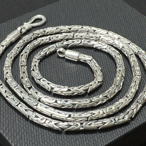 Necklace Byzantine 22 in Sterling Silver 925 Bali Style 2.5 mm with Hook Clasp.