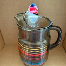 Anchor Hocking Multicolor Striped Glass Jug