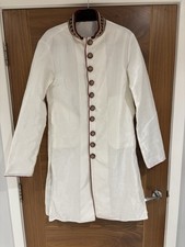 Men’s Indian White Burgundy Gold Sherwani Occasion Wear Size S
