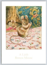 Little Brown Mouse Sewing Tailor of Gloucester Beatrix Potter Postcard UNP 4x6