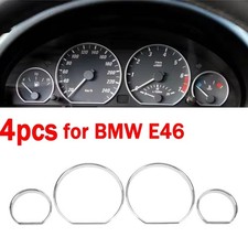 Dashboard Silver Overlay Frame Speedometer Dial Ring Styling Cover for BMW E46