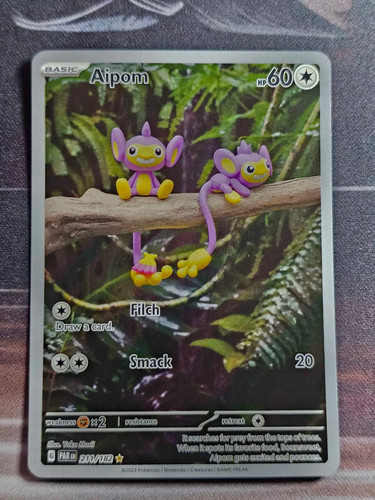 Pokemon Aipom 211/182 SV04 Paradox Rift Illustration Rare Holo English