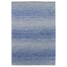 10' x 14'4" Blue Pure Wool Hand Knotted Modern Chiaroscuro Collection Rug R79178