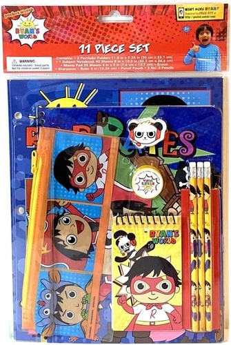 Ryan's World 11 Pc School Supply Set Pencil Case, Notebook, Pencils + Brand New - 第 1/7 張圖片