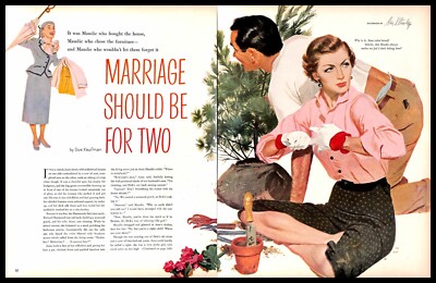 1953 Marriage Should Be For Two Vintage PRINT ART Stanley Klimley Couple Tree