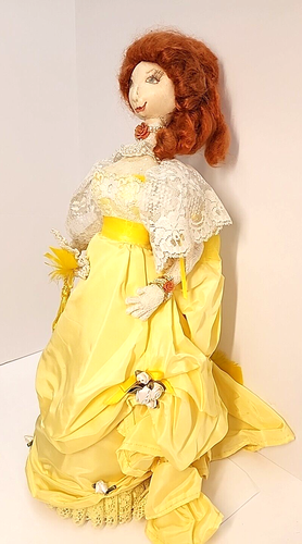 Historic 1880s Artist Cloth Sculpted Doll weighted base Reproduction Bustle Fan - Picture 12 of 23
