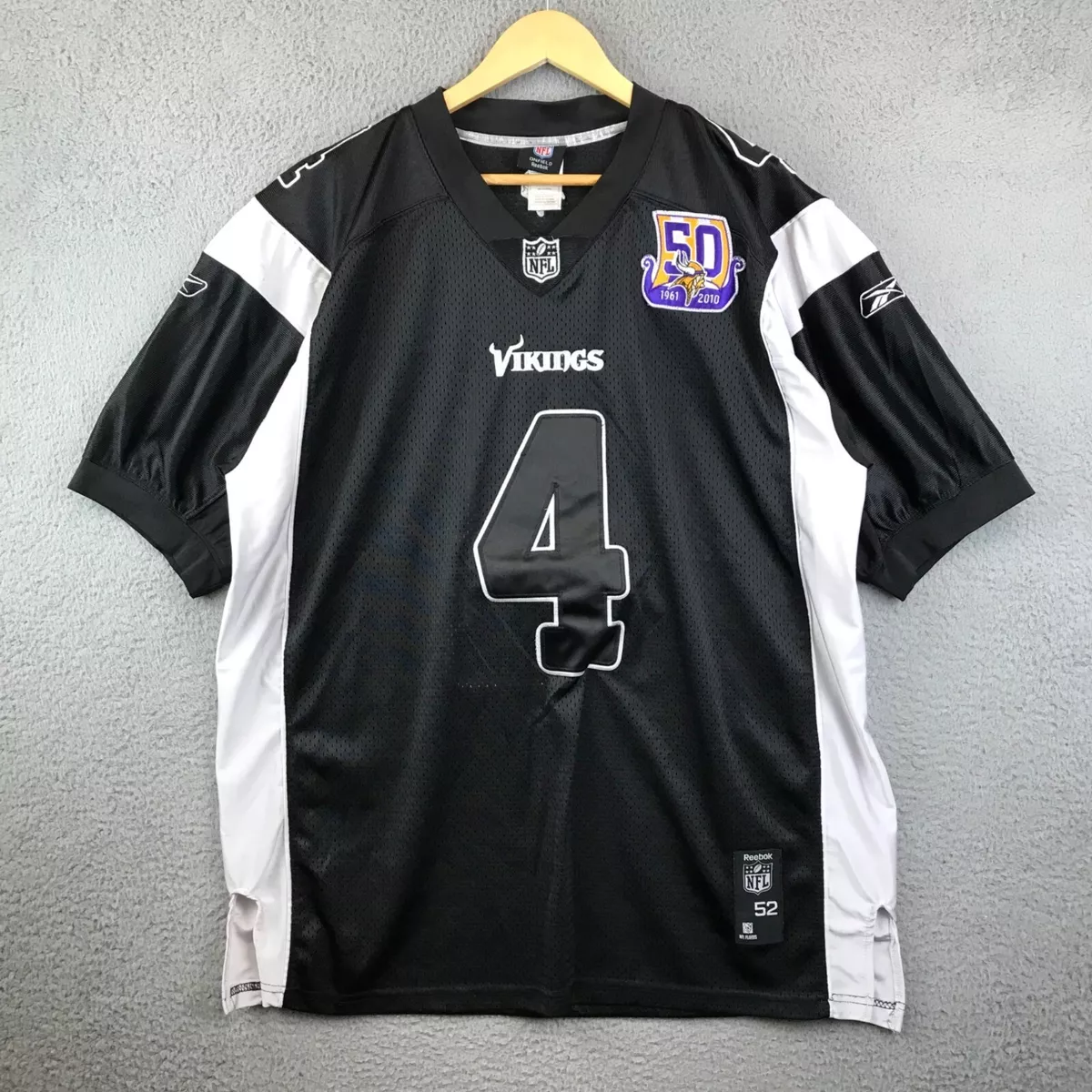 Brett Favre #4 Minnesota Vikings Black NFL Jersey Reebok Stitched. Size 52