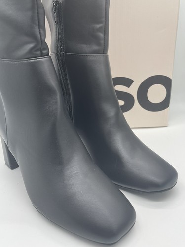 SO Womens Tall BLACK Knee High Boots Sz 8.5 Pancakes 3" Heel 17" Shaft MSRP $70 - Picture 2 of 17