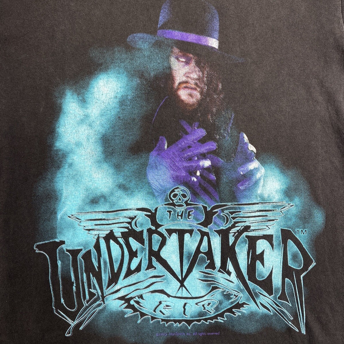 トップス 90s under teker vintage t-shirt VINTAGE 90s WWF Undertaker Single Stitch Double Sided T