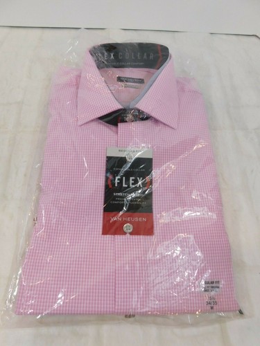 NWT Van Heusen Flex Stretch Reg Fit Button Down Shirt 15 / 32-33 Pink Check - Picture 2 of 2
